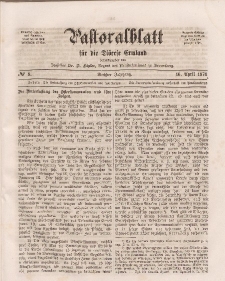 Pastoralblatt für die Diözese Ermland, 6.Jahrgang, 16. April 1874, Nr 8.