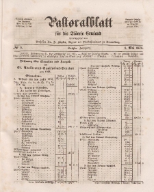 Pastoralblatt für die Diözese Ermland, 6.Jahrgang, 1. Mai 1874, Nr 9.