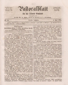 Pastoralblatt für die Diözese Ermland, 6.Jahrgang, 1. Juni 1874, Nr 11.