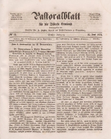 Pastoralblatt für die Diözese Ermland, 6.Jahrgang, 16. Juni 1874, Nr 12.