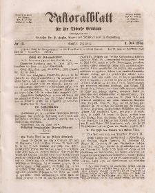 Pastoralblatt für die Diözese Ermland, 6.Jahrgang, 1. Juli 1874, Nr 13.