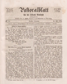 Pastoralblatt für die Diözese Ermland, 6.Jahrgang, 16. Juli 1874, Nr 14.
