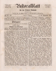 Pastoralblatt für die Diözese Ermland, 6.Jahrgang, 1-16. September 1874, Nr 17 u.18