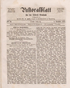 Pastoralblatt für die Diözese Ermland, 6.Jahrgang, 1. Dezember 1874, Nr 23.
