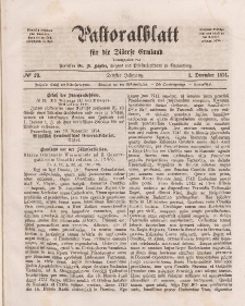 Pastoralblatt für die Diözese Ermland, 6.Jahrgang, 1. Dezember 1874, Nr 23.