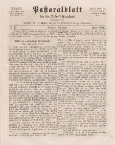 Pastoralblatt für die Diözese Ermland, 7.Jahrgang, Juli 1875, Nr 7.