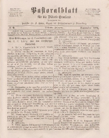 Pastoralblatt für die Diözese Ermland, 7.Jahrgang, September 1875, Nr 9.