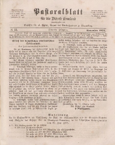 Pastoralblatt für die Diözese Ermland, 7.Jahrgang, November 1875, Nr 11.