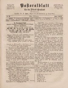 Pastoralblatt für die Diözese Ermland, 8.Jahrgang, Juni 1876, Nr 6.
