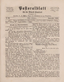 Pastoralblatt für die Diözese Ermland, 8.Jahrgang, November 1876, Nr 11.