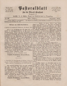 Pastoralblatt für die Diözese Ermland, 8.Jahrgang, Dezember 1876, Nr 12.