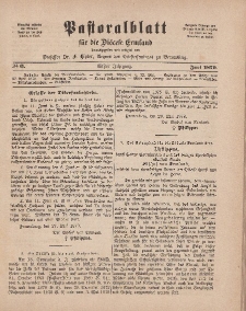 Pastoralblatt für die Diözese Ermland, 11.Jahrgang, 1. Juni 1879. Nr 6
