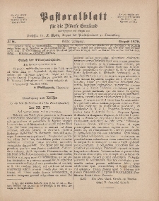 Pastoralblatt für die Diözese Ermland, 11.Jahrgang, 1. August 1879. Nr 8