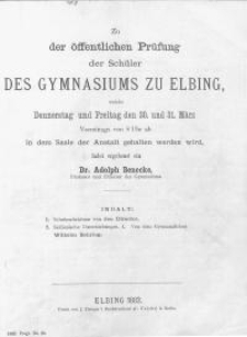 Zu der öffentlichen Prüfung der Schüler des Gymnasium zu Elbing...