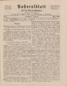 Pastoralblatt für die Diözese Ermland, 16.Jahrgang, 1. Mai 1884. Nr 5