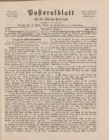 Pastoralblatt für die Diözese Ermland, 16.Jahrgang, 1. Juni 1884. Nr 6