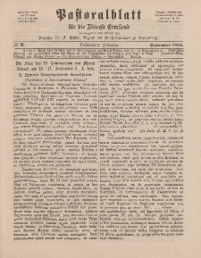 Pastoralblatt für die Diözese Ermland, 16.Jahrgang, 1. September 1884. Nr 9