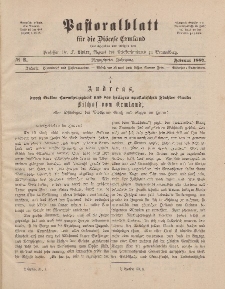 Pastoralblatt für die Diözese Ermland, 19.Jahrgang, 1. Februar 1887. Nr 2