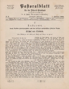 Pastoralblatt für die Diözese Ermland, 20.Jahrgang, 1. Februar 1888. Nr 2