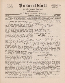 Pastoralblatt für die Diözese Ermland, 20.Jahrgang, 1. Juni 1888. Nr 6