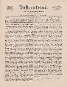 Pastoralblatt für die Diözese Ermland, 20.Jahrgang, 1. November 1888. Nr 11