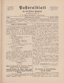 Pastoralblatt für die Diözese Ermland, 28.Jahrgang, 1. Oktober 1896, Nr 10.