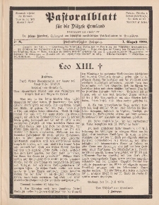 Pastoralblatt für die Diözese Ermland, 35.Jahrgang, 1. August 1903, Nr 8.
