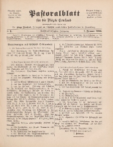 Pastoralblatt für die Diözese Ermland, 36.Jahrgang, 1. Januar 1904, Nr 1.