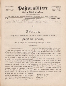 Pastoralblatt für die Diözese Ermland, 36.Jahrgang, 1. Februar 1904, Nr 2.