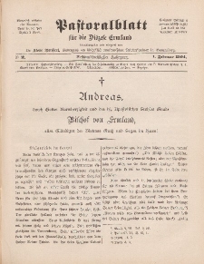 Pastoralblatt für die Diözese Ermland, 36.Jahrgang, 1. Februar 1904, Nr 2.