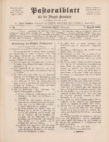 Pastoralblatt für die Diözese Ermland, 36.Jahrgang, 1. August 1904, Nr 8.