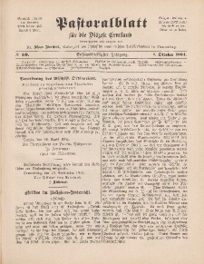 Pastoralblatt für die Diözese Ermland, 36.Jahrgang, 1. Oktober 1904, Nr 10.