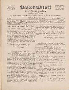 Pastoralblatt für die Diözese Ermland, 36.Jahrgang, 1. Dezember 1904, Nr 12.