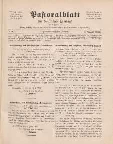 Pastoralblatt für die Diözese Ermland, 37.Jahrgang, 1. August 1905, Nr 8.