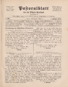 Pastoralblatt für die Diözese Ermland, 37.Jahrgang, 1. Oktober 1905, Nr 10.