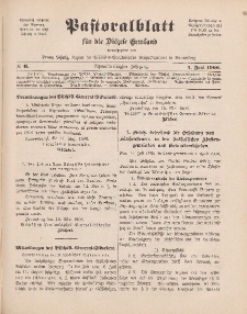 Pastoralblatt für die Diözese Ermland, 38.Jahrgang, 1. Juni 1906, Nr 6.