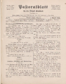 Pastoralblatt für die Diözese Ermland, 38.Jahrgang, 1. August 1906, Nr 8.
