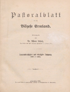 Pastoralblatt für die Diözese Ermland, 39.Jahrgang, 1. Januar 1907, Nr 1.
