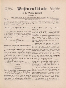 Pastoralblatt für die Diözese Ermland, 39.Jahrgang, 1. Juni 1907, Nr 6.