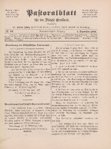 Pastoralblatt für die Diözese Ermland, 39.Jahrgang, 1. Dezember 1907, Nr 12.