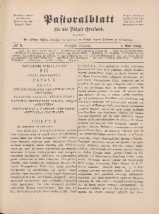 Pastoralblatt für die Diözese Ermland, 40.Jahrgang, 1. Mai 1908, Nr 5.