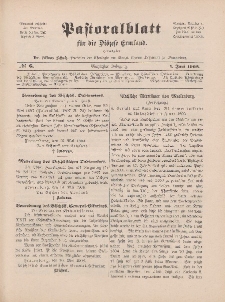 Pastoralblatt für die Diözese Ermland, 40.Jahrgang, 1. Juni 1908, Nr 6.
