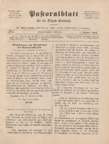 Pastoralblatt für die Diözese Ermland, 41.Jahrgang, 1. Januar 1909, Nr 1.
