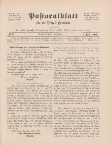 Pastoralblatt für die Diözese Ermland, 41.Jahrgang, 1. Juni 1909, Nr 6.