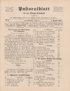 Pastoralblatt für die Diözese Ermland, 41.Jahrgang, 1. August 1909, Nr 8.