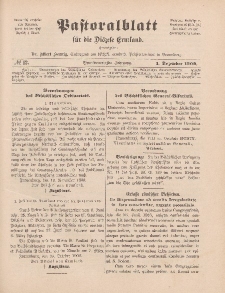 Pastoralblatt für die Diözese Ermland, 41.Jahrgang, 1. Dezember 1909, Nr 12.