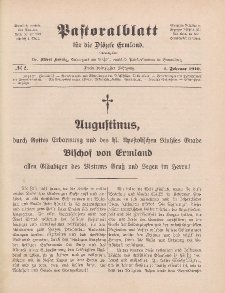 Pastoralblatt für die Diözese Ermland, 42.Jahrgang, 1. Februar 1910, Nr 2.
