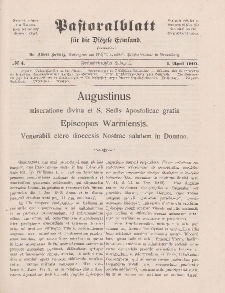 Pastoralblatt für die Diözese Ermland, 42.Jahrgang, 1. April 1910, Nr 4.