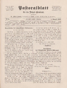 Pastoralblatt für die Diözese Ermland, 42.Jahrgang, 1. August 1910, Nr 8.