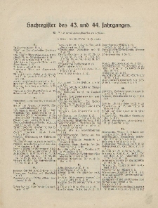 Pastoralblatt für die Diözese Ermland (Sachregister des 43 und 44 Jahrganges)